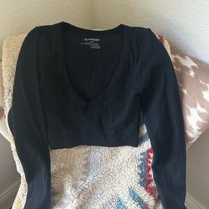 Garage long sleeve scoop v neck crop top